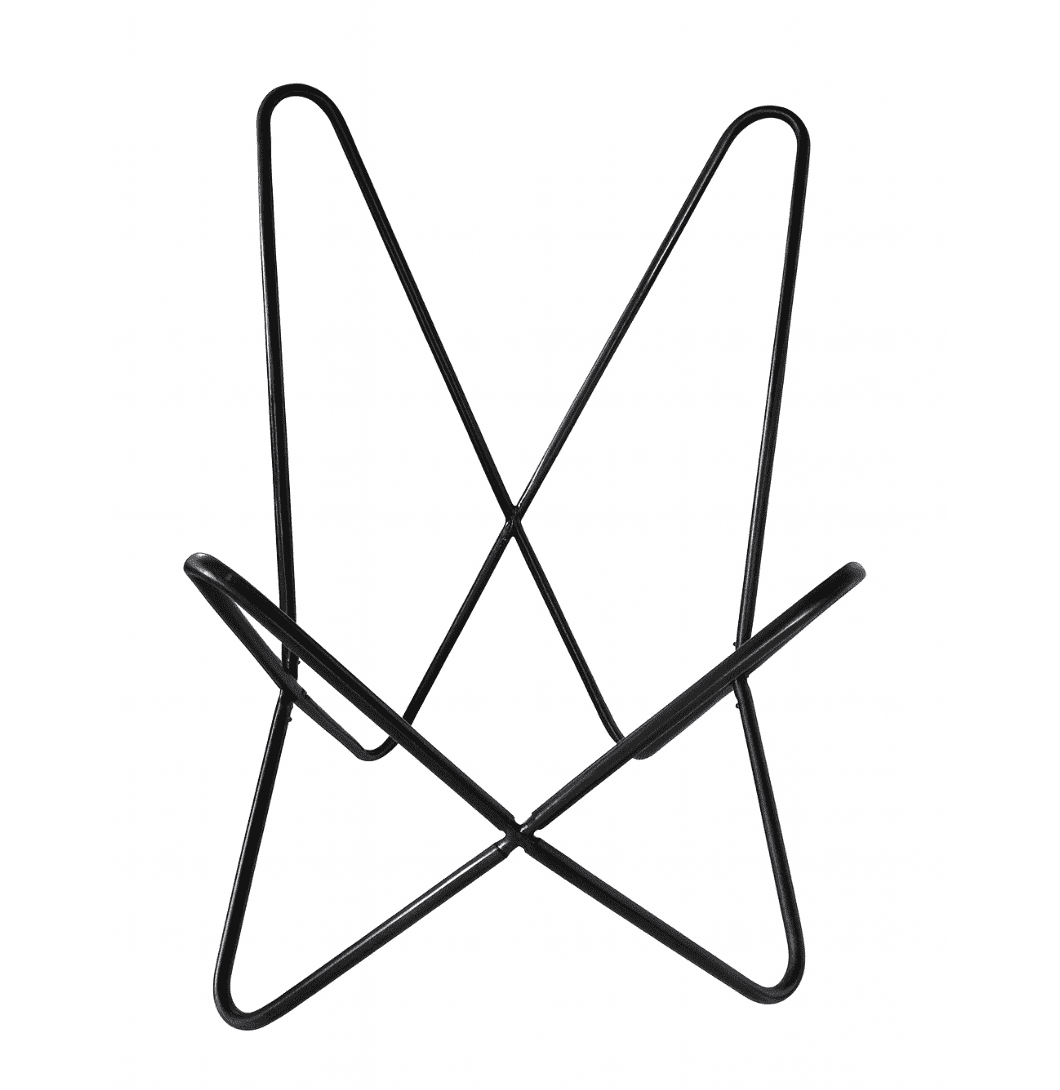 Black metal wire basket on a white background