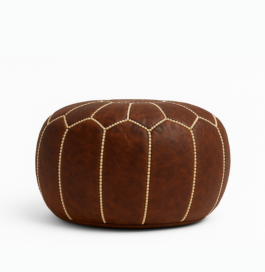 Buy Handcrafted Moroccan Leather Pouf in USA | India | Twara