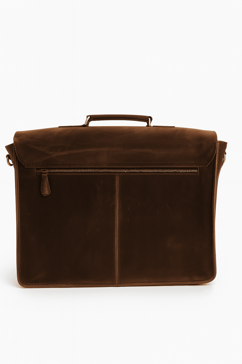 Brown leather briefcase on a white background

