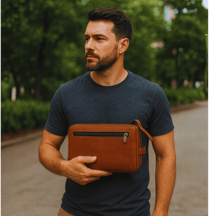 Buy Leather Grooming Kit for Men & Women | Travel Toiletry Bag