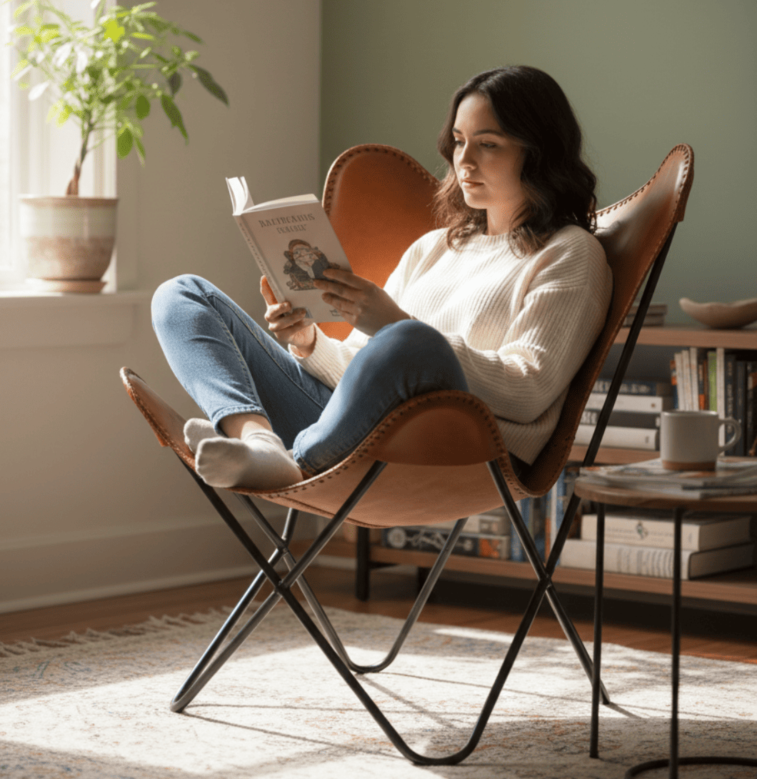 Buy Vintage Leather Butterfly Chair for Home & Lounge | Twara