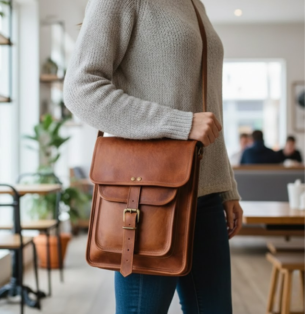 Buy Handmade Leather Crossbody Bag for Men & Women online 