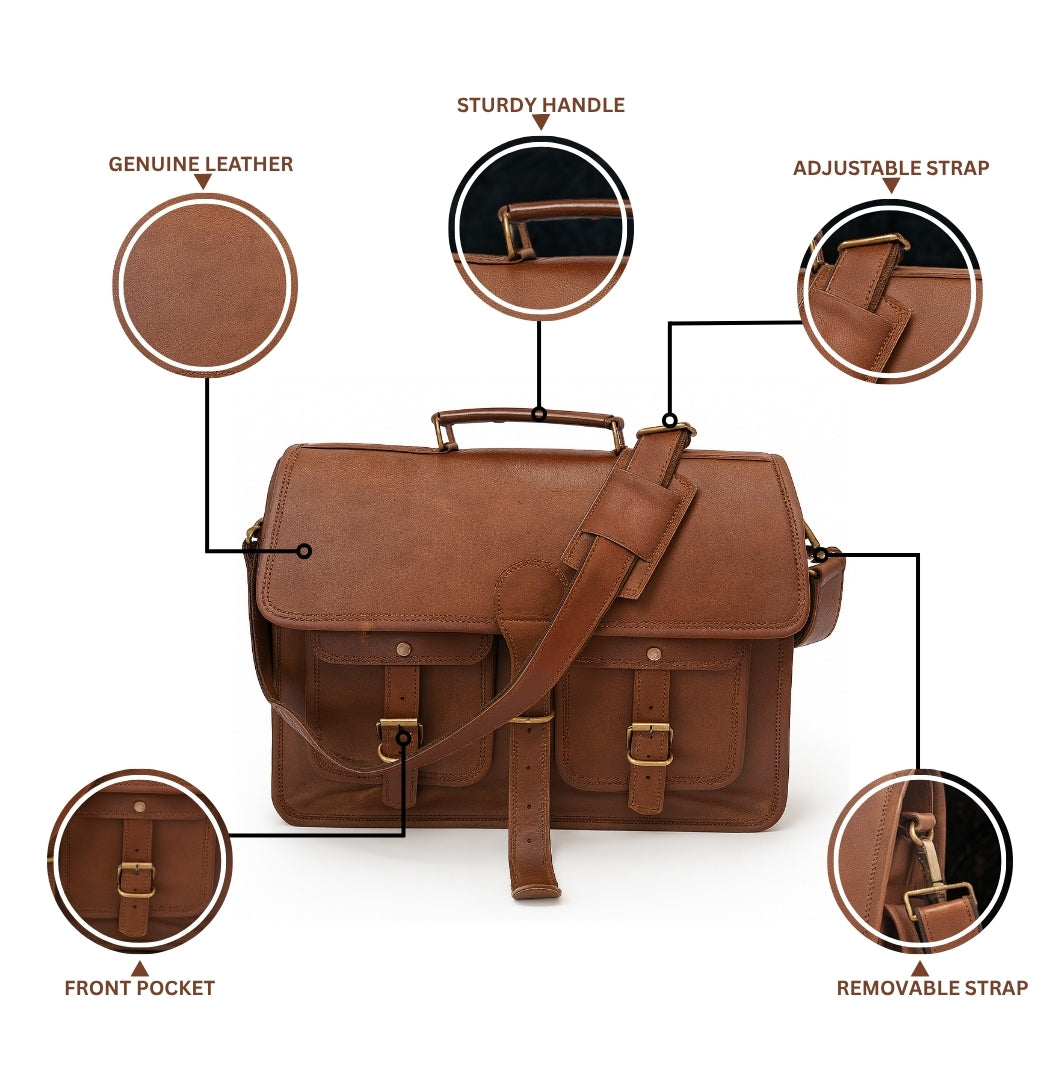 Buy Vintage Leather Laptop Bag Online in US | India | Twara