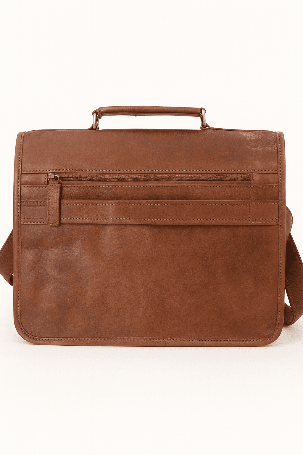 Brown leather briefcase on a white background

