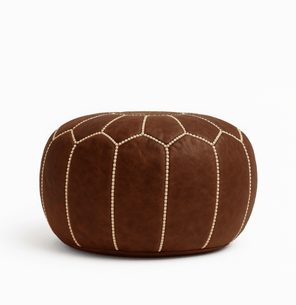 Buy Handcrafted Moroccan Leather Pouf in USA | India | Twara