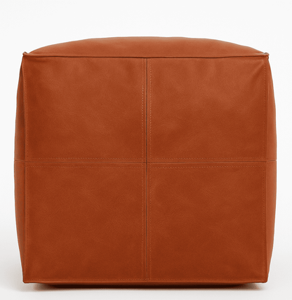 Brown leather cube ottoman on a white background Shop PU Leather Ottoman | Affordable & Elegant Seating