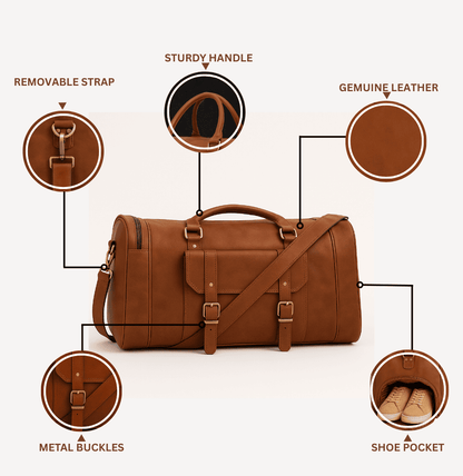Buy Leather Travel & Shoe Duffle Bag in US India – Twara