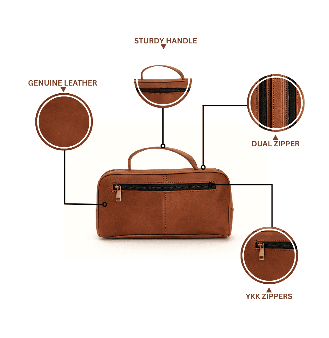 Buy Handmade Leather Dopp Kit for Men | Premium Travel Toiletry Bag